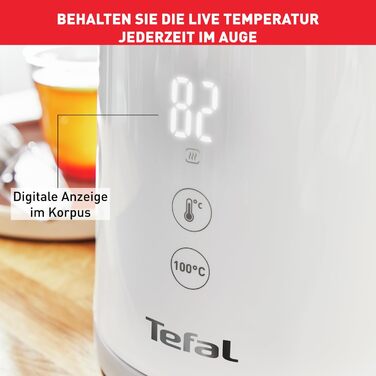 Електричний чайник Tefal Includeo KI5338, 1.5 л, 2400 Вт, білий — з протиковзаючою ручкою та знімним фільтром