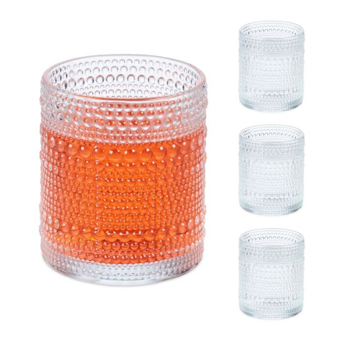 Relaxdays Set of 4 Droplet-Shaped Drinking Glasses