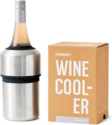 Huski Wine Cooler | Award-Winning Design Without Ice | Keeps Wine Cold Up to 6 Hours | Wine Accessory | Next-Generation Ice Bucket | Fits Some Champagne Bottles (Stainless Steel)