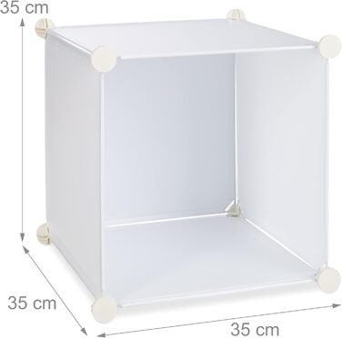 Relaxdays Clothes Cabinet Modular System with 12 Compartments, Large Plastic Wardrobe, 145.5 x 145.5 cm, White