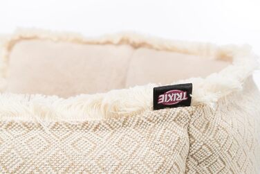 Ліжко для собак TRIXIE Boho, 65x65 см, бежеве - м'яке лежання з плюшем, кошик для середніх собак, неслизьке та пральне