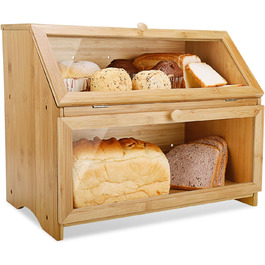 Leader Accessories Бамбуковий хлібний ящик з 2 ярусами, 39x25x32 см