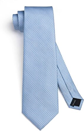 Краватки для чоловіків HISDERN: святкові краватки з кишеньковим хустинкою, класичний візерунок, в клітинку, для весілля та ділових зустрічей, блакитний колір