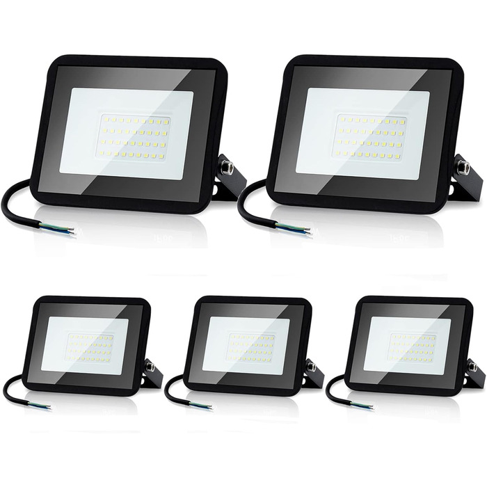 LED Floodlights Outdoor, Pack of 5, 100W Floodlights, IP66 Waterproof for Outdoor and Indoor Use, 8500LM Super Bright Outdoor Lights, 120 Degree Outdoor Lighting, 6000K Cool White Spotlights Floodlights