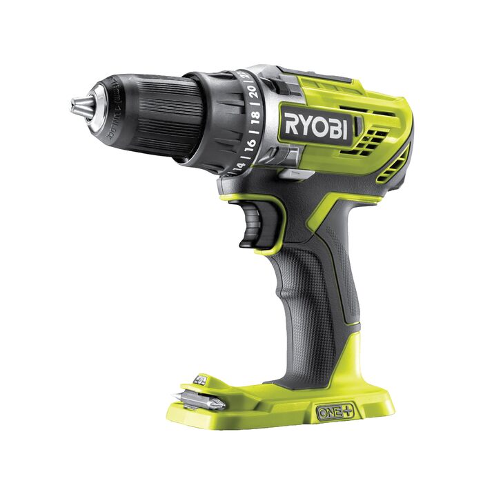 RYOBI 18V ONE+ акумуляторний дриль-шуруповерт R18DD3-0 (50Nm крутний момент, 2 швидкості, патрон 13 мм, LED-підсвічування, без акумулятора та зарядного пристрою)