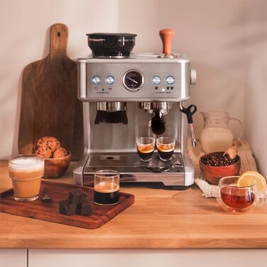 Кавоварка Cecotec Barista Maestro 2250 Вт, 20 бар, з манометром, 2 термоблоки, резервуар для зерен, 20-ступеневе млинок, паровий кран