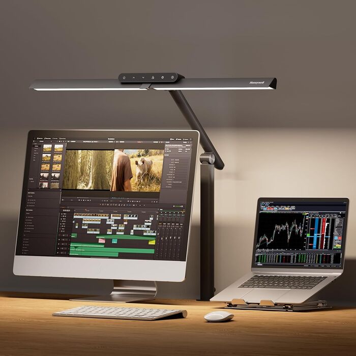 LED лампа для столу Honeywell HJ1 Sunturalux™ - регульована, для офісу та дому, з кріпленням, чорна