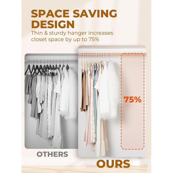 Бархатні вішалки для спідниць HOUSE DAY, 24 шт., з кліпсами, ультратонкі, неслизькі, економія місця, бежевий колір