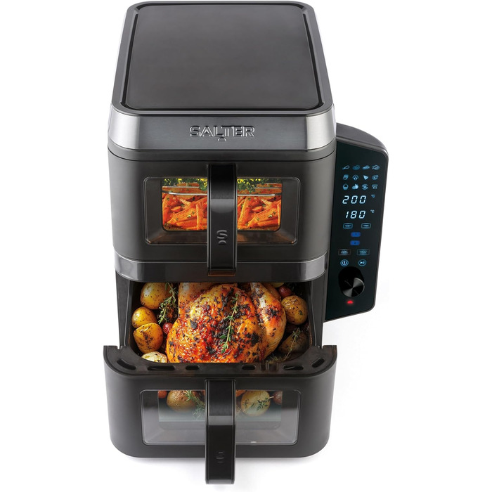 Фритюрниця Salter VertiCook View з вертикальним подвійним ящиком, 9л, 12 функцій, чорний