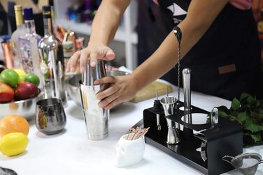 Sky Fish Cocktail Set, 8-Piece Bar Accessory Set with Stainless Steel Stand, Perfect Home Bartending and Martini Cocktail Shaker Set.