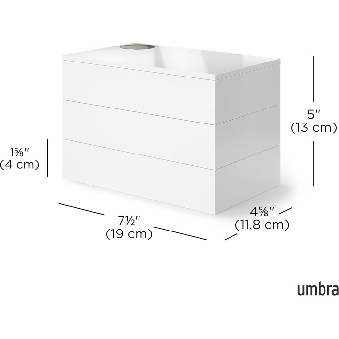 Шкатулка для прикрас Umbra Spindle – 3 ящики, білий глянець, для ювелірних виробів, годинників та аксесуарів