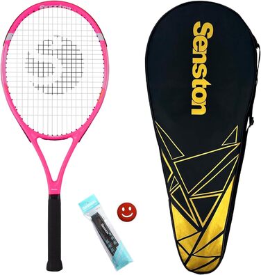 Senston Tennis Racket Set - Professional Training Racket for Women & Men with Tennis Bag, Overgrip, Vibration Dampener (Pink, 27 Inch)
