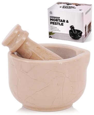Набір мармурового ступки та пестика, 7,6 см, ручної роботи, для спецій, кухні та декору, подрібнювач для трав, млин для спецій (Verona, Small)