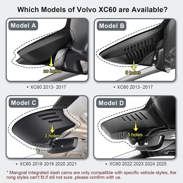Відеореєстратор Mangoal для Volvo XC60 (2022-2026) 4K + 1080P, WiFi, 128GB, OEM