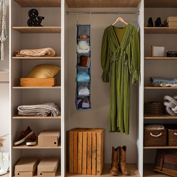 Навісний шафка для одягу Relaxdays з 6 відділеннями, сірий, 92 x 15,5 x 30 см