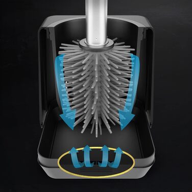 Силіконова щітка для унітазу з тримачем, чорна - без свердління, для гігієни