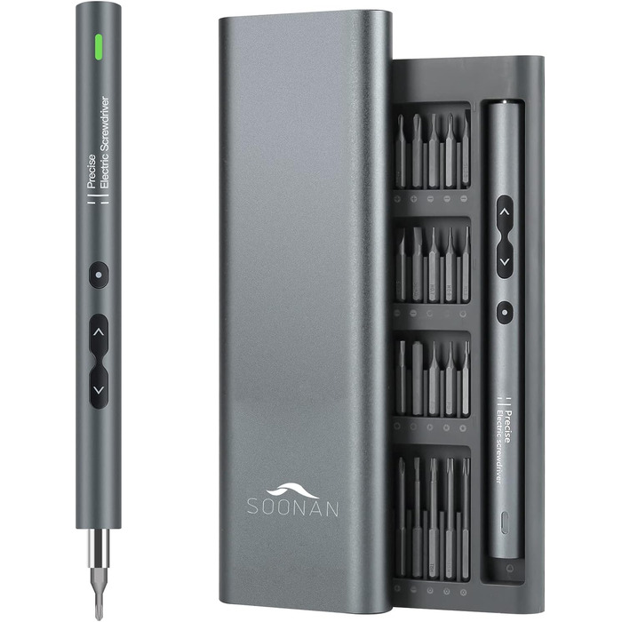 Набір прецизійних викруток SOONAN 62 в 1 з LED-підсвічуванням та міні-дриллю для ремонту електроніки, годинників, дронів, PC, MacBoo