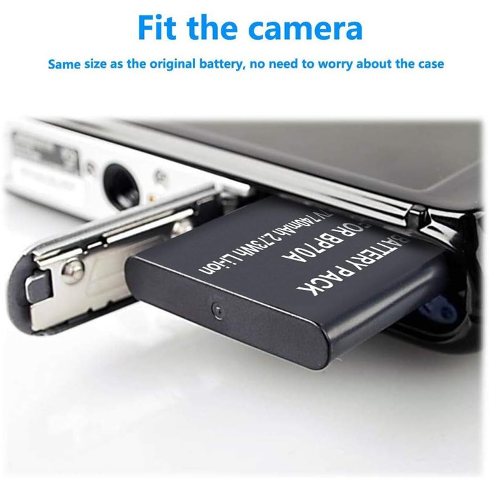 Акумулятор та зарядний пристрій CITYORK EA-BP70A сумісні з Samsung BP-70A ES73 ES74 PL80 PL100 (2 шт.)