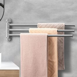 Тримач для рушників у ванну кімнату з 3-ма полицями, поворотний, 40 см, нержавіюча сталь, сріблястий