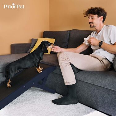 Рампа для собак Hunderampe - регульована, 18-53 см, для ліжка/дивану, з берези, антиковзаюча, чорна (темно-синя)