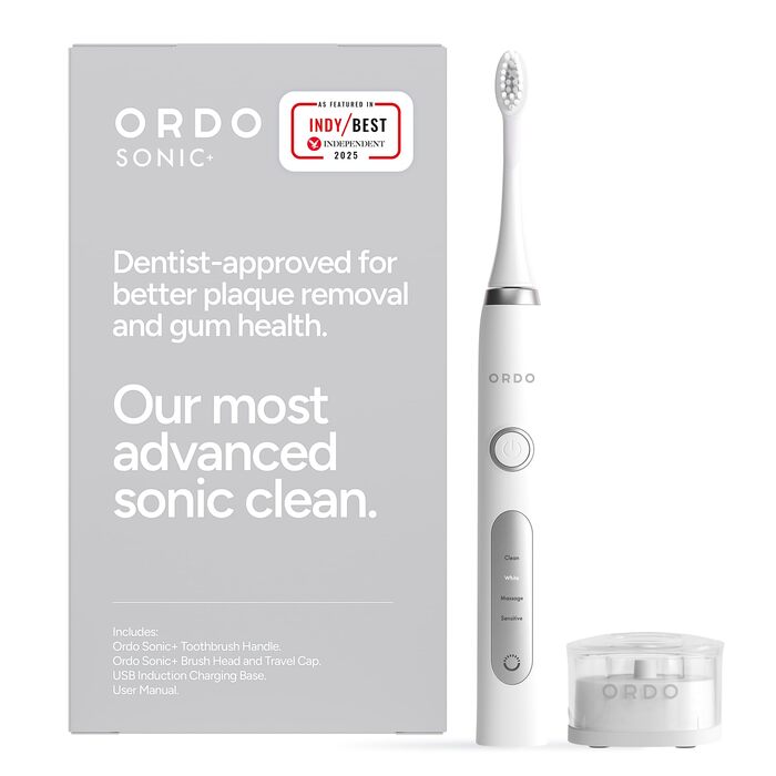 Електрична зубна щітка Ordo Sonic Advanced Smart Tech з 4 режимами чищення, USB-зарядкою, сріблясто-білого кольору