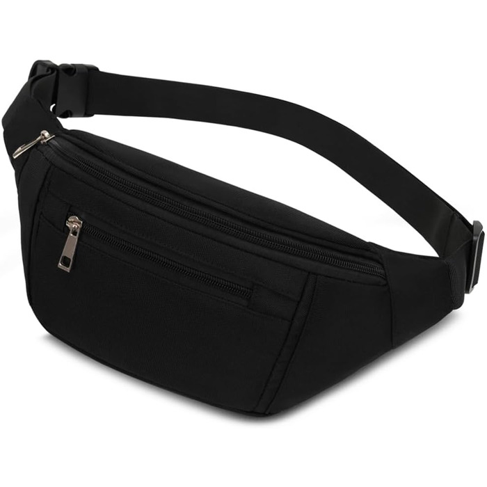 Чоловіча та жіноча поясна сумка на пояс, бананка, водонепроникна, для спорту, подорожей, кемпінгу, фітнесу, бігу (чорна)