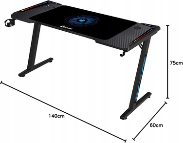 Ігровий стіл KLIM, чорний, 140 см — комп'ютерний стіл для геймерів
