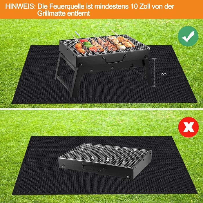 Килимок під гриль WOCVRYY 130x160 см: захист від вогню, повторне використання, антипригарний, легкий у чищенні