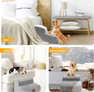 Сходинки для собак Zvonema: 2 сходинки, водонепроникні, протиковзкі, для маленьких собак, сірого кольору