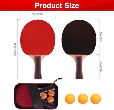 Набір для пінг-понгу JurciCat: 2 ракетки, 3 м'ячі, сумка. Підходить для гри в приміщенні та на вулиці. Довга ручка.