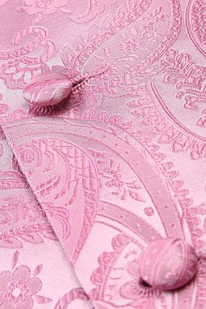 Жаккардова жилетка для костюма чоловіча Enlision на весілля з краваткою та нагрудником. Квітковий візерунок Paisley, рожева, XL