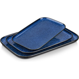 Набір тарілок Vancasso Servierplatten Stern 4 персони, 3 шт. (зелений/блакитний), кераміка, для сервірування, миття в посудомийній машині, мікрохвильовка