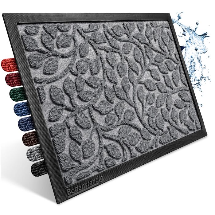 Килимок для дому та вулиці 40x60 см сірий - міцний, з рифленою поверхнею для чищення взуття