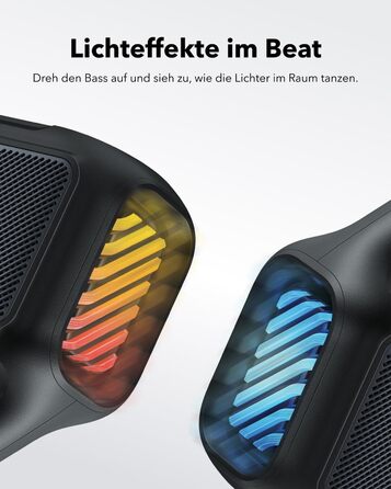 Soundcore Boom 2 - портативна Bluetooth колонка, 80W, сабвуфер, LED, IPX7, USB-C, EQ, BT 5.3, для кемпінгу, пляжу, саду, чорна