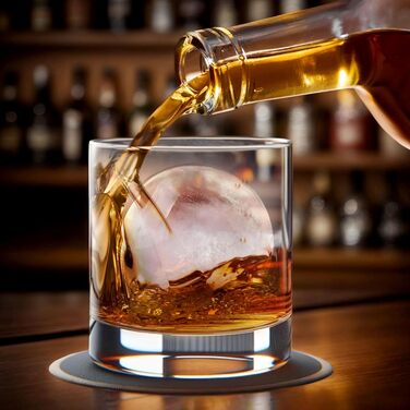 MIFXIN Silicone Ice Cube Mold Set, spherical ice cube mold, whiskey ice ball maker, reusable, transparent, for whiskey, cocktails, cold drinks (4 large balls)