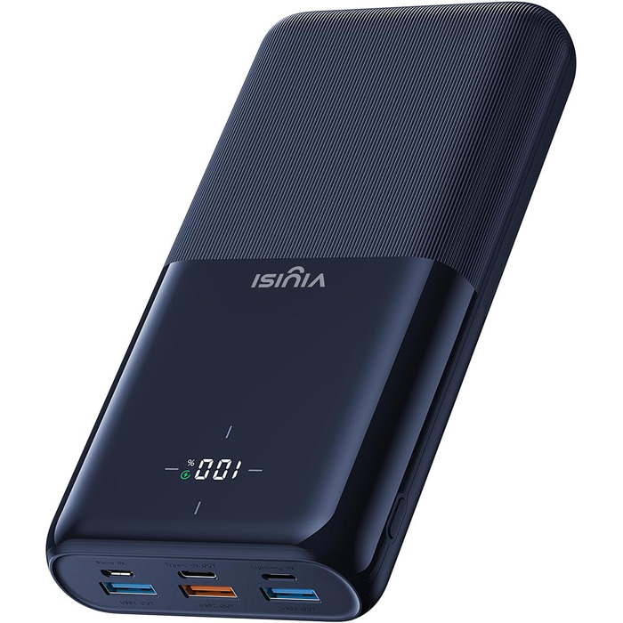 Power Bank VIYISI 30000mAh з LED дисплеєм, 20W PD, 4 виходи та 3 входи, сумісний з iPhone/iPad/Samsung/Huawei
