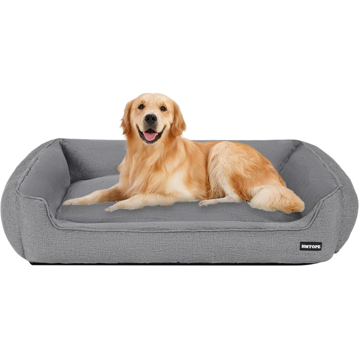 Ліжко для собак HMTOPE, м'яке диван-кімната для собак, подушка для собак, кошик для собак, знімний та пральний, світло-сірий, 110 x 86 x 26 см