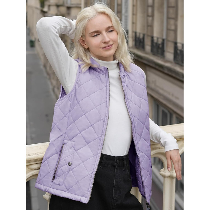Жіноча жилетка Fuinloth, осіння легка стьобана жилетка, безрукавна куртка, короткий жилет, фіолетовий лавандовий колір
