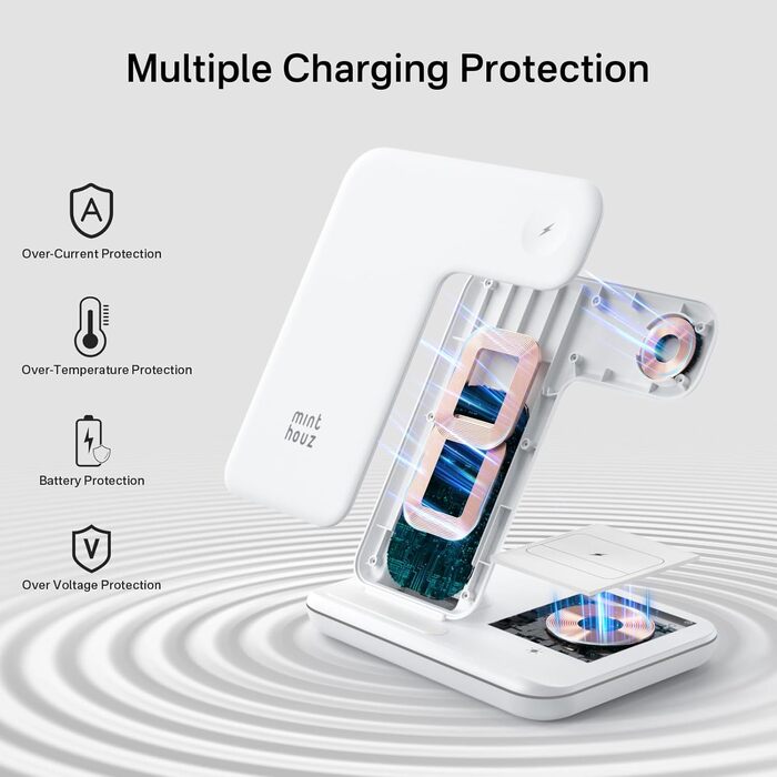 Бездротовий зарядний пристрій Minthouz 3-в-1 з адаптером 18W для Apple iWatch, AirPods та iPhone (Qi сумісний)