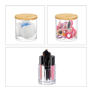 Relaxdays Cotton Swab Storage Set of 3