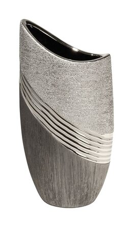 Ваза для квітів керамічна срібно-сіра, 30 см - сучасний декор