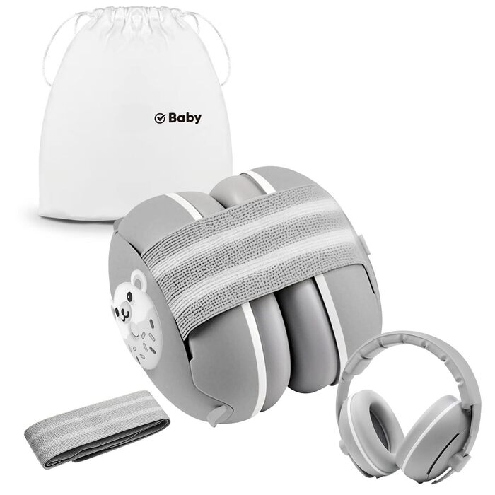 Навушники-захисники для малюків 2-в-1, від 0 до 48 місяців (сірий)
