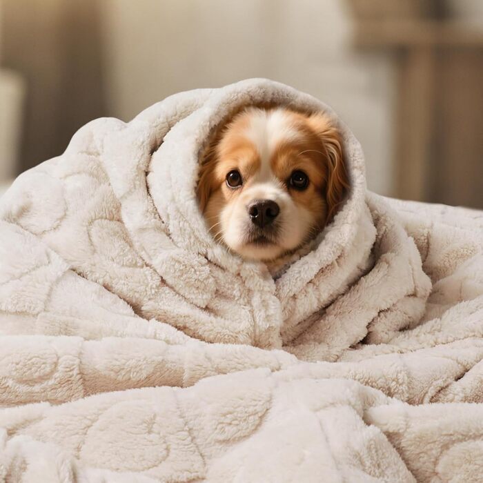 Водонепроникний коврик для собак Luciphia, великий та середній розмір, для ліжка/дивану, м'який, пухнастий, з 3D-серцем, з Sherpa-fleece, затишний, ковдра для собак, бежевий, X-Large (85x57 дюймів)