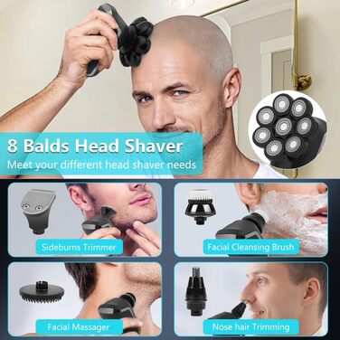 Електричний голчастий бритва OFFCUP для чоловіків, водонепроникний IPX6, з 9D головкою, LED дисплеєм та тримером для носа (5 в 1)