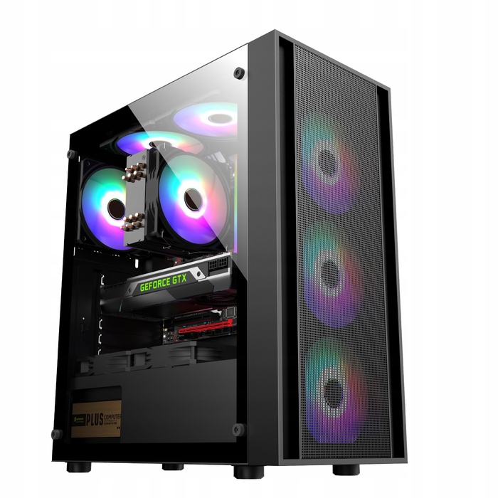 Корпус Midi Tower ROCC01, 4x ARGB вентилятори + контролер, чорний