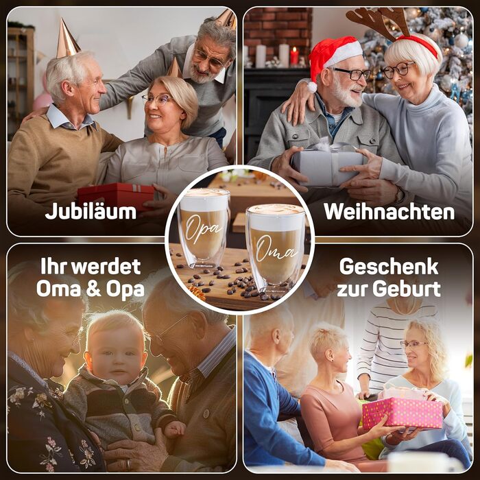 Набір склянок для лате макіато з подвійними стінками [4 шт.] | Склянки з серцем | 350 мл | Для кави, чаю, капучино | Подарунковий набір для бабусі та дідуся