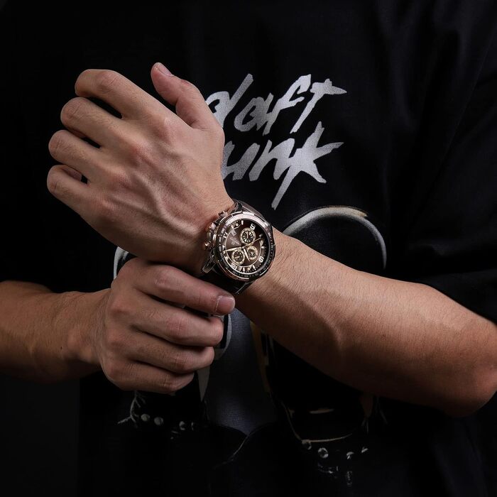 Годинники Naviforce Sport для чоловіків, аналогові, кварцові, з хронографом, на шкіряному ремінці (рожеве золото, кавовий, коричневий)