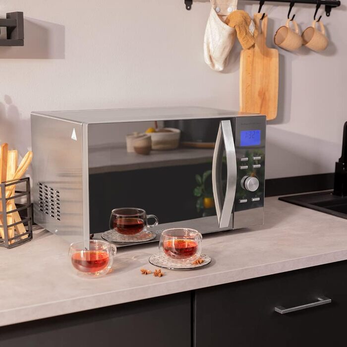 Мікрохвильова піч Cecotec Pro Clean 6110: 23 л, 800 Вт, гриль 1000 Вт, покриття Ready 2 Clean, LED, нержавіюча сталь, чорно-сріблястий колір