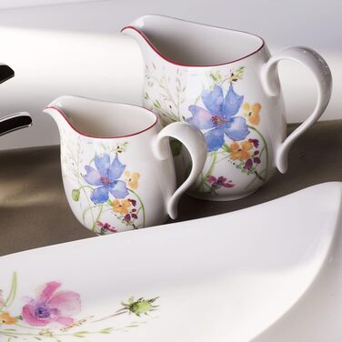 Молочник Villeroy & Boch Mariefleur Basic з преміум порцеляни, 600 мл, білий з квітковим декором, підходить для посудомийки