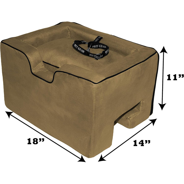 Підвищувальне автокрісло Pet Gear Lookout Booster з знімним м'яким сидінням та страхувальним тросом. Швидка установка без інструментів. Колір: відтінок шкіри (beige).